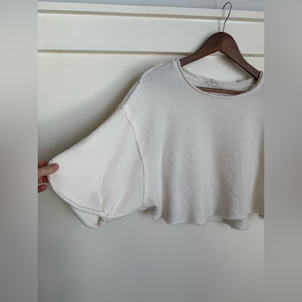 We The Free by Free People Cropped Oversized Raw Hem Sweater XS – Ivory Cream - Picture 5 of 10